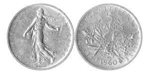 1960�N �t�����X 5�t���� ��� KM#926 VF Lux