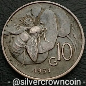 �C�^���A 10 Centesimi 1931 R. KM#60�B10�Z���g�d�݁B�n�j�[�r�[�B�u�����Y�_�C���BHST�B