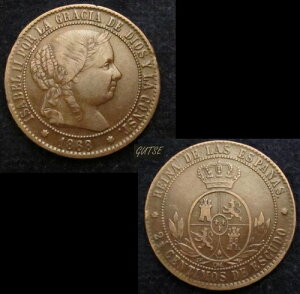 �X�y�C���A274-ISABEL II�A2 1/2 C?NTIMOS ESCUDO 1868�A�Z�r���A�AGVF�B