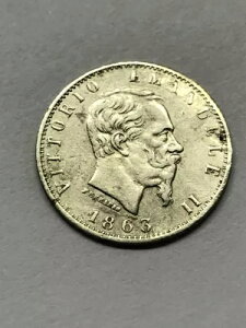 1863-M �C�^���A 20 Centesimi �V���o�[ VF+ #9437