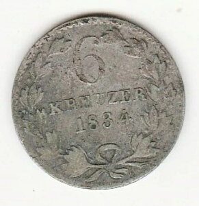 1834�N |�h�C�c | 6 �N���C�c�@�[ |�V���o�[ .375 | KM# 198.1 | VF �`���C�X