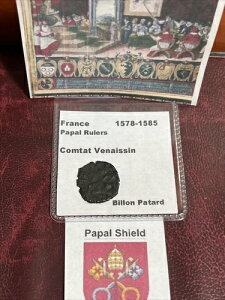 ���c�̓����ҁB�t�����X Comtat Venaissin 1578-1585 Billon Patard �A���B�j���� 17mm M1427
