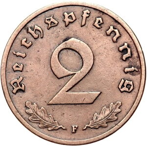 �h�C�c�� 3. Reich-J. 362 �R�C��-2 Reichspfennig 1936 F-�ۑ�!