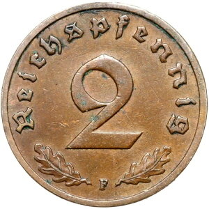 �h�C�c�� 3. Reich-J. 362 �R�C��-2 Reichspfennig 1936 F-�ۑ�!