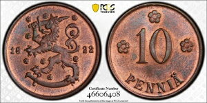 1922�N�t�B�������h 10�y���X PCGS MS64 RB �Ԓ��F ���ɖ��͓I�ȃR�C�� 2825