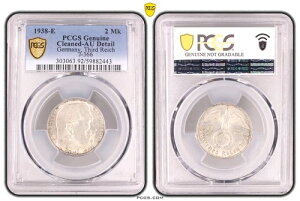 PCGS AU �ڍ� 2 MARK 1938 E SWASTIKA �h�C�c��O�鍑 ��� J-366 WW2