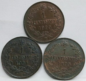 �C�^���A ���b�g 3x1 Centesimo 1895 1904 ���[�} AU UNC �E���x���g1�� �Ԋ� �u�����Y #P09