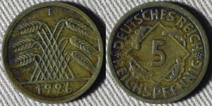 �h�C�c ���C�}�[�� : 1926E 5 Pf. XF+ #39 IR113173