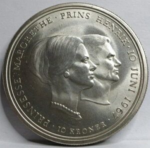 �f���}�[�N���� 10 �N���[�l 1967 UNC �V���o�[ �v�����Z�X �}���O���[�e �t���f���b�N�� #R52