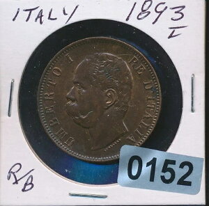 �C�^���A - 10 CENTESIMI - 1893-I - ���b�h���u���E�� UNC - #0152-