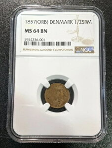 1857 O (ORB) MS64 BN �f���}�[�N 1/2 �X�L�����O ���O�X�}�E���g KM 767 NGC UNC 1 �N�^