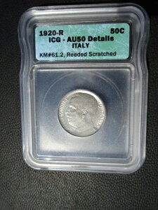 1920�N R �C�^���A 50 Centesimi�AICG AU 50 �ڍ� - �X�N���b�`