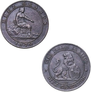 �X�y�C���A237-�Վ����{�A10 CENTIMOS 1870�AXF�B