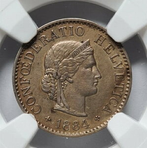 �X�C�X 5 rappen 1884 B NGC �� UNC �g�[�� �w���x�e�B�A �x���� �j�b�P�� �O���[�f�B���O