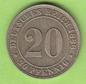 Empire 20 Pfennig 1888 J in vz pretty nswleipzig
