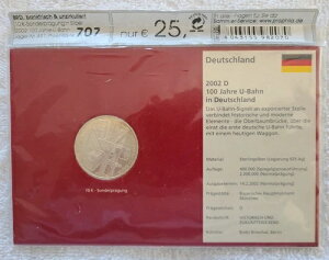 2002 D �h�C�c 10���[���L�O�V���o�[�R�C�� - 100 Jahre Uburn-