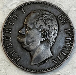 �C�^���A 1893 B/I Ten 10 Centesimi Extra Fine XF+ �R���f�B�V�����R�C�� KM# 27.1