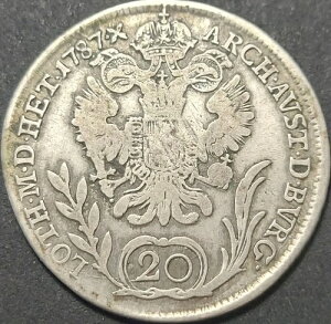 �I�[�X�g���A ?stereich 20 Kreuzers 1787 B KM#2269 VF ++ Joseph Silver II�B 1780-1790-