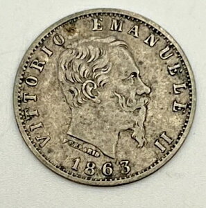 1863 M BN �C�^���A 20 Centesimi KM#13.1 �� .835 ���� ���B�b�g�[���I�E�G�}�k�G�[��2�� �~���m