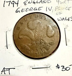 1794�N �C���O�����h �J���җp 1/2�y�j�[�g�[�N�� �W���[�W4�� �v�����X�E�I�u�E�E�F�[���Y