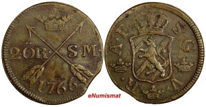 �X�E�F�[�f�� �A�h���t�E�t���f���b�N�i1751-1771�j�� 1766�N S.M.2 �z�� 33.7 mm KM# 461 (14740)