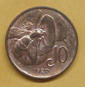 1920�N �C�^���A 10 Centesimi �N���[���A�b�v-