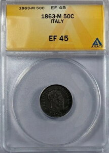 1863�N M �C�^���A �V���o�[ 50 CENTESIMI ANACS XF-45