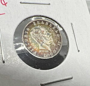 1863�N �C�^���A�� �V���o�[ 20 Centesimi VF Very Fine PQ * �I���W�i�����C���{�[�g�[��