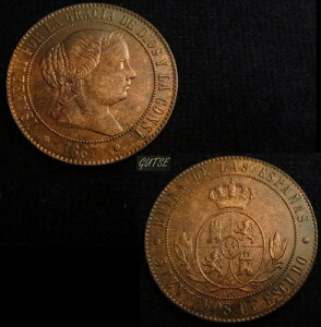 �X�y�C���A635-ISABEL II�A5 C?NTIMOS ESCUDO 1867�A�o���Z���i OM�AGXF�B