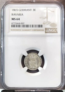 1865�N �h�C�c ��� 3�N���C�c�@�[ �o�C�G���� �~�����w�� ���[�g���B�q2�� NGC MS 64 BU �󏭃R�C��