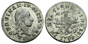 �� 1798 NAPLES ITALY FERDINAND �V���o�[ 10 GRANO�i�J�����[�m�j