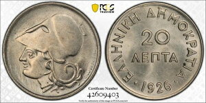 1926�N �M���V�� 20���v�^ PCGS MS65 �h��ȕ�� 1�N�^�R�C�� 1594