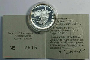 (�A�����J)Be 10 �t���� 1988 Argent Roland Garros�Alartdesgents.fr P1388-