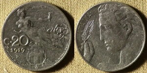 �C�^���A�F1919R 20 Ct XF-AU # 44 IR3367