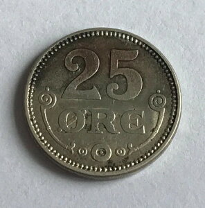 1918�N �f���}�[�N 25 �z�� �N���X�`����10�� �� 600) 2.42 g ? 17 mm KM# 8