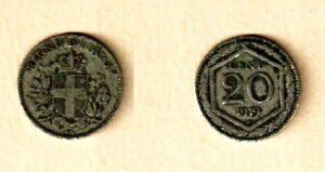 20�Z���g�d�݁i���u�t���j - 1919�N - �j�b�P�� - VITT. EMANUELE III - BB - N.24