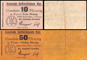 2 X Notgeld Go?lershausen Municipality Jablonowo Pom.
