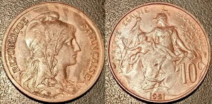 �t�����X - ��O���a�� - 10�Z���g �_�j�G���E�f���s���C 1921�N ���ɗǍD�ȏ�ԁI F.136/30