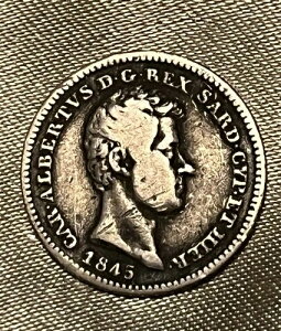 �C�^���A 1845 50 Centesimi �R�C�� �T���f�[�j�� ���Ɋ� 16k ����