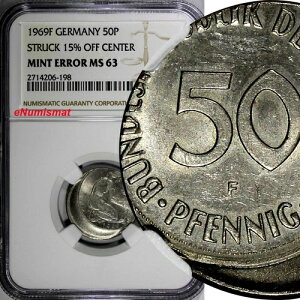 �h�C�c - �A�M 1969-F 50 �y�j�b�q NGC �~���g �G���[ MS63 �� KM#109.1 (198)