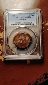 1858�N �X�E�F�[�f�� 2�z�� PCGS MS64 RD ���b�h�g�b�v�|�b�v 1/0 �㎿ ���邢���� 2176