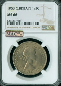 1953�N �p���� �n�[�t�N���E�� NGC MS66 PQ 2nd Finest ONLY 2 FINER MAC SPOTLESS*