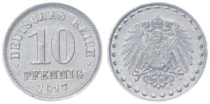 Empire 10 Pfennig 1917 A Probepr?gung IN �A���~�j�E�� �ق� Stgl�B 100417