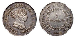 �C�^���A�̐��b�J���B Felix and Elisa 1805 5 �t�����` NGC AU58 �t�B�����c�F KM 24.2�B-