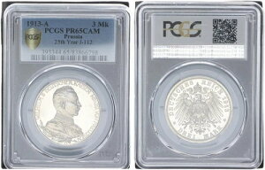 �v���C�Z�� 3�}�[�N 1913-A �J�C�U�[�E�C���E���j�t�H�[�� PCGS PR65CAM 106955