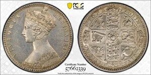 1849 G.B. Victoria 1�uGodless�v�t���[���� PCGS �N���[�j���O�ς� - UNC �ڍ� Lot#G791 �V���o�[!