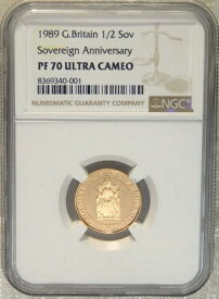 1989年 イギリス ゴールド 1/2 ソブリン NGC PF70 ウルトラカメオ 500周年記念 D26