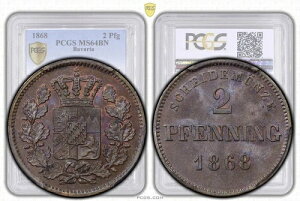 �h�C�c�A�o�C�G�����A���[�g���B�q2���A2�y�j���O�A1868�N�A�g�b�v�|�b�v�APCGS MS 64 BN