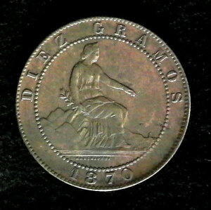 �X�y�C�� 1870 OM 10 Centimos Diez Centimos �����A���荢��