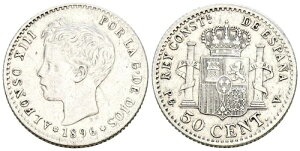 �A���t�H���\13���i1885-1931�j�B50�Z���g�iAr. 2.47g/18mm�j�B1896�N *9-6�B�}�h���[�hPGV�B